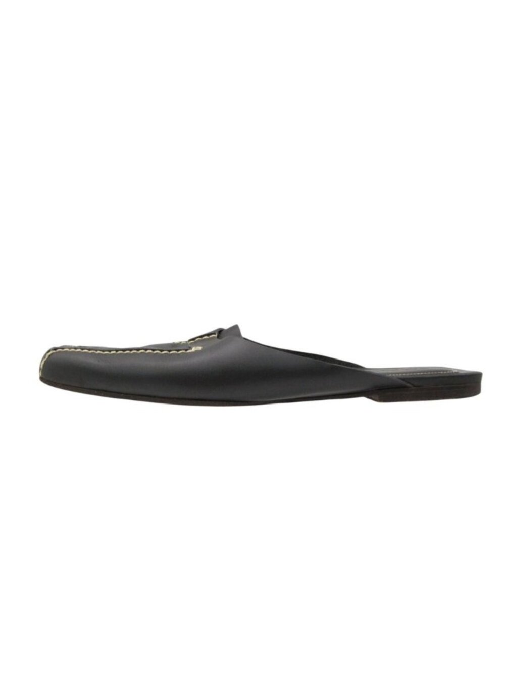 Chanel Sandals Leather Stitch Slip-on Shoes CC Logo Black